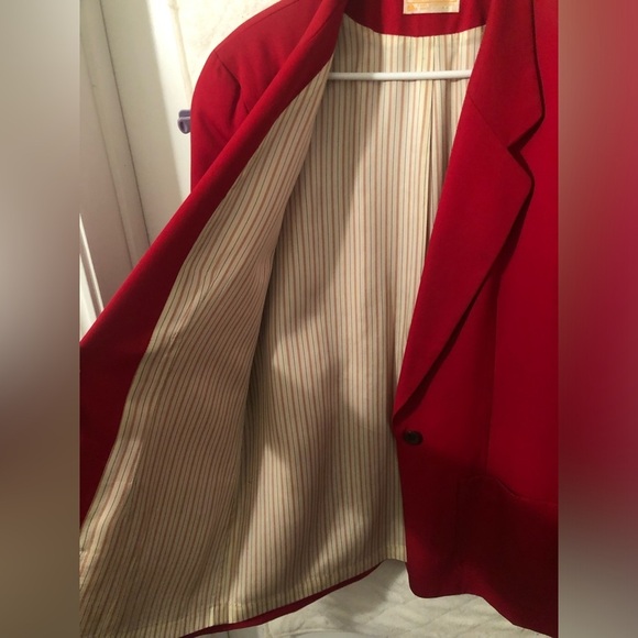 Vintage 1950s Pendleton Red Wool Women’s Blazer with Striped Lining - Picture 6 of 10